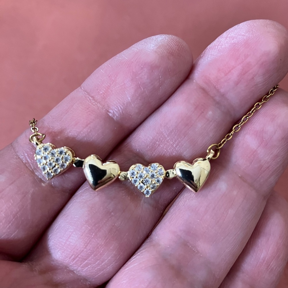 Gold Heart Stainless Steel 2 Way Pendant Necklace - Picture 4 of 6